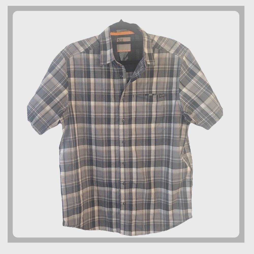 5.11 Tactical‎ Mens Plaid Button Up Short Sleeve Casual Shirt Size M